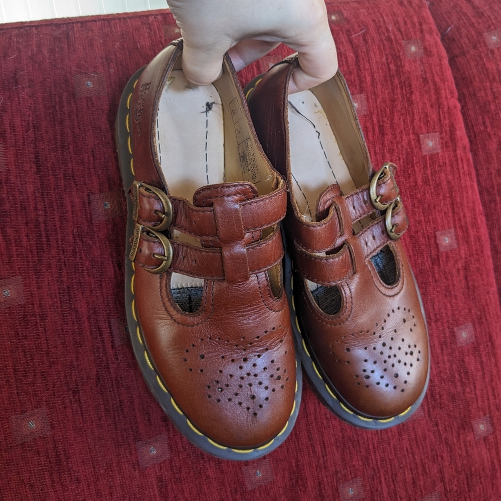 Dr. Martens Vintage Y2K 11869 Brown Leather Double Strap Mary Janes